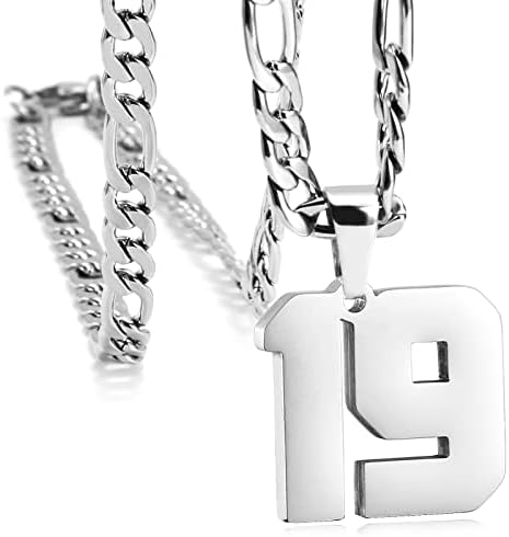 MIMITLTY Personalized Jersey Number Necklaces for Mens,Athletes Stainless Steel Sport Number Pendant Chain for Boys Baseball/Basketball/Football Team Inspiration Jewelry with Gifts