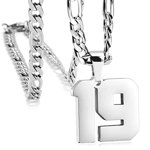 Mimitlty Personalized Jersey Number Necklaces For Mens,Athletes Stainless Steel Sport Number Pendant Chain For Boys Baseball/Basketball/Football Team Inspiration Jewelry With Gifts #TOP3