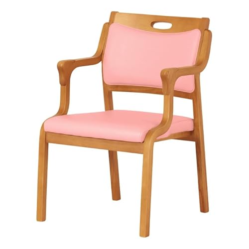 貞苅椅子製作所 ダイニングチェア 椅子 肘付き 高齢者 介護 PVC 合皮 完成品 Care-AC-111 (ライトブラウン/ピンク)