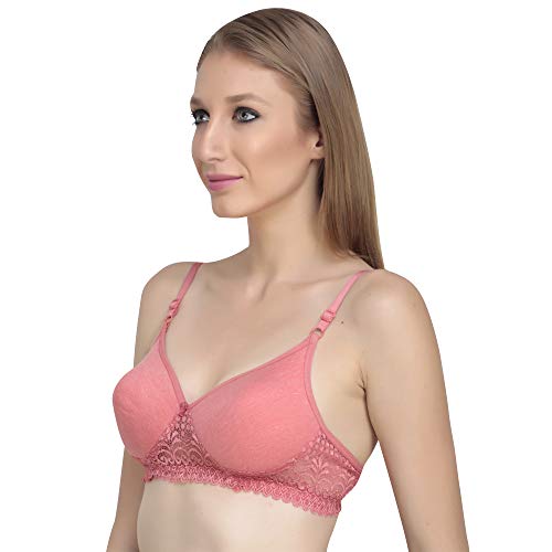 Image of Lace Padded Everyday Padded Bra for Women - Made of Pure Cotton Full Coverage Over Size Non Wired Pushup Soft Cup for T-Shirt Saree Dress Sports Garment for Daily Use Everyday