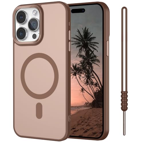 SouliGo Coque Magnétique pour iPhone 12 Pro Max 6.7 Pouces Compatible avec MagSafe, Mat Translucide Résistante Étui Protection Antichoc Complète Protection Étui Housse(Couleur Or)