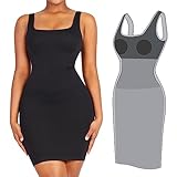FeelinGirl Formal Shaper Dress Bodycon Dresses for Women Sleeveless Mini Sexy Tank Top Club Dress Black XL/XXL
