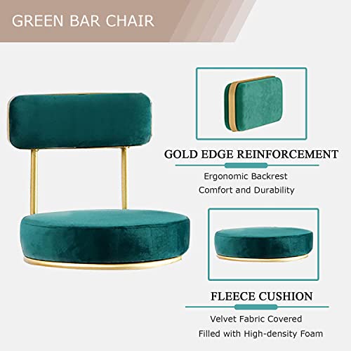 Tabouret de bar en velours vert confortable pour éviter le mal de dos