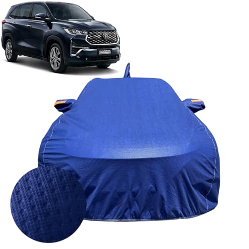 Image of Car Cover For Toyota Innova Hycross (2022-2026)| 100% Waterproof Cover with Antenna & REFLECTIVE Mirror Pockets | Dustproof, Scratchproof, Heatproof Hycross Car Cover |Soft Cotton Lining|BLUE