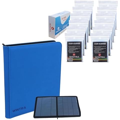 1200 Count High Clear Penny Card Sleeves Bundle with 720 Pockets 12-Pocket Double-Sided Classy Blue Trading Card Album Cover