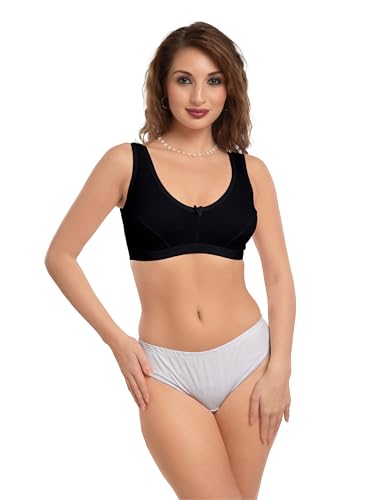 Image of Daisy DEE Women's Girls Cotton Easy Slip-On Bras Non-Padded Wirefree High Coverage Sleep Bra Comfortable Fit Everyday Sports Bra Home Bra NLRA