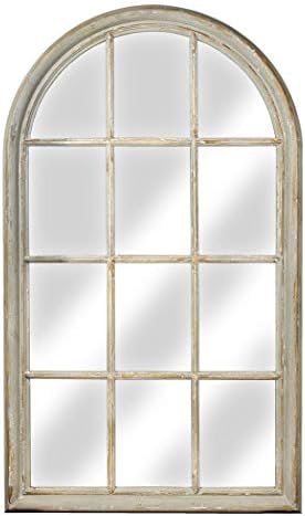 American Art Decor Rustic Shabby Chic Cathedral Arch Wood Wall Vanity Mirror - Country Farmhouse Decor (53.5” H x 31.25” L x 1.5” D)