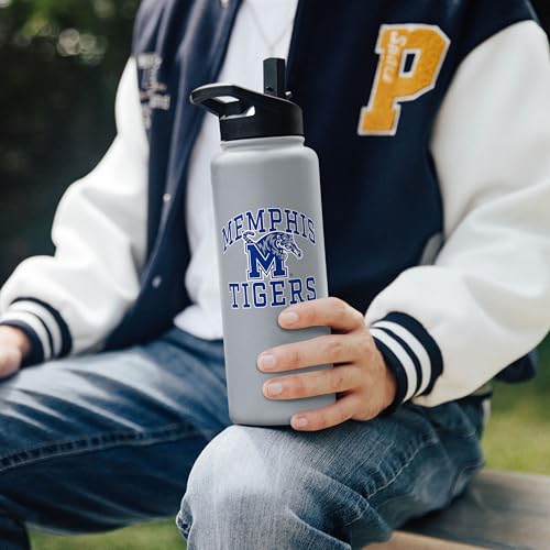 Image of Logo Brands NCAA Memphis Tigers Athletic 34 oz Stainless Steel Quencher Bottle - Double-Wall Insulated, No-Spill Lid, Easy Carry Handle - Keeps Drinks Cold For Hours