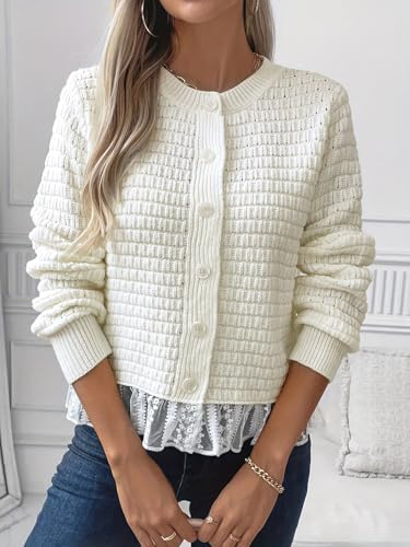 Lace Cardigan Sweaters for Women Lightweight Button Down Cardigan Long Sleeve Knitted Sweater Cardigan Fall Clothes3