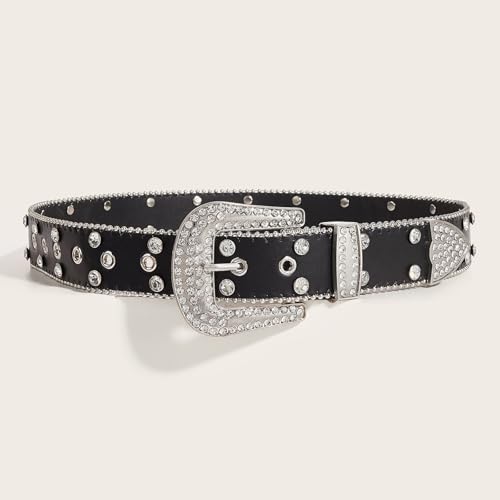 Blingbling Rhinestones Waist Belt Studded Beaded Buckle Costumes Rhinestones Heavy Duty Waistband for Jeans Pants, As the Pic Show, 109*3.8cm3