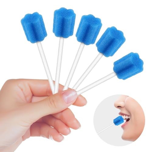 80 Piezas Esponja de Higiene Bucal, Desechable Oral Cuidado, Hisopos Bucales Desechables, Hisopos Dental Estéril Desechables, Limpieza Boca Hisopos, para Adultos, Ancianos, Niños (Azul)