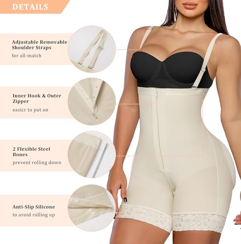 Image of YIANNA Fajas Colombianas Tummy Control Shapewear for Women Body Shaper Girdles Butt Lifter Compression Garment