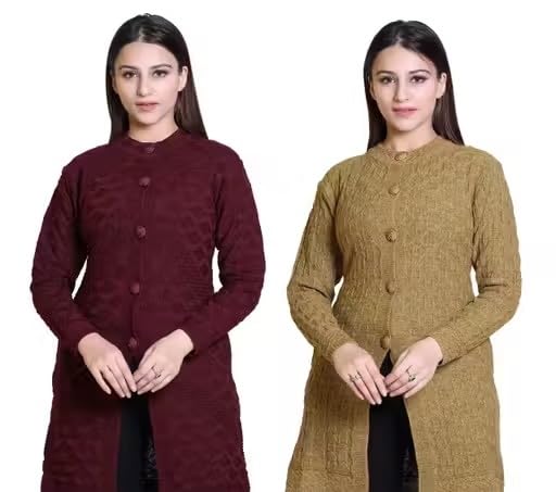 Arrezo Daffodils Women’s Woollen Long Cardigan – Long Sleeve-image-19