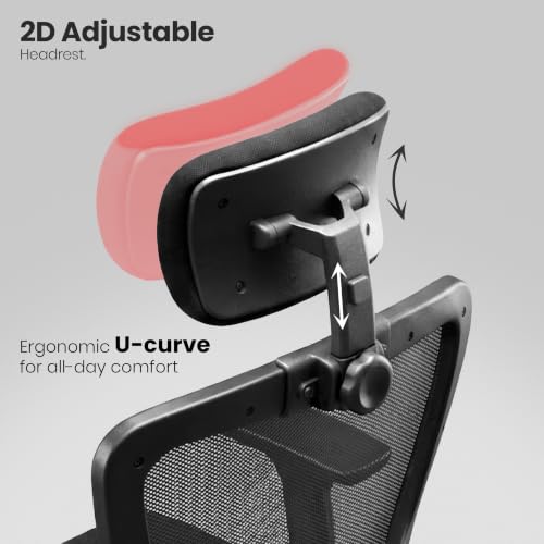 Image of Make My Chairs Jazen Prime Ergonomic Office Chair | 5-Years Warranty | High Back Mesh Chair | Adjustable Lumbar Support, 3D Armrests, Seat Slider, Multi-Lock Synchro Tilt Recline Mechanism