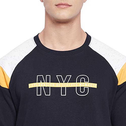 Image of LIVFREE Neva Mens Round Neck Chest Alphabetical Printed Winter Tracksuit