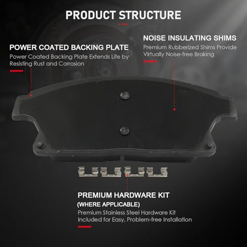 Image of cciyu D1467 & D1468 Front & Rear Disc Brake Pads For Buick Encore 13-17,For Buick Verano 12 14-17,For Chevrolet Cruze 14-15,For Chevrolet Orlando 12,For Chevrolet Trax 13-17,For Chevrolet Volt 11-15