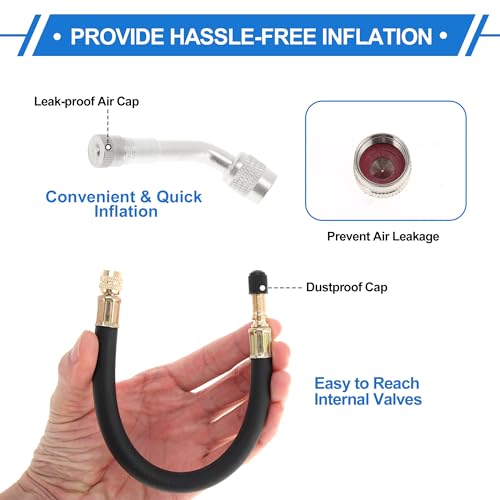 Image of Motoforti 1set 135 Degree Copper Tire Valve Extension with Durable Plastic 250mm Tyre Valve Inflation Adapter for Car Motorcycle RV Truck Bike