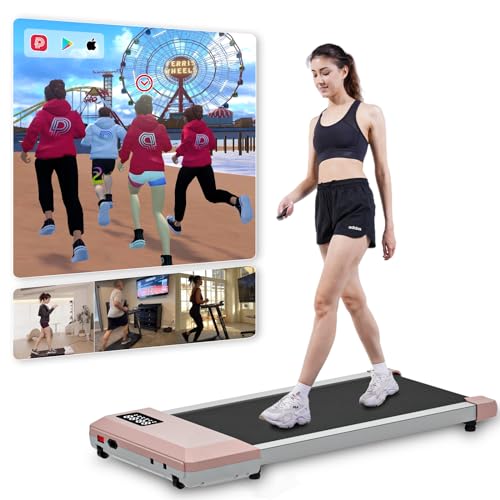 DeerRun Cinta de Correr para Caminar Debajo del Escritorio Gris en Casa, Máquina de Correr portátil de 2,5 HP con App y Control Remoto, Cinta de Correr compacta y Delgada, Capacidad de 159 kg