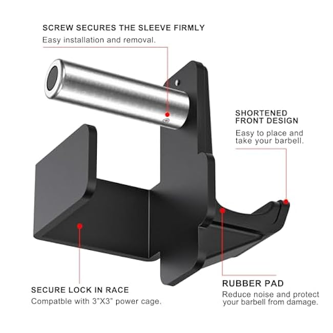 Kipika J-Hooks for 2'x2'and 3'x3' Power Rack - Bottom Reinforced Steel Hooks with Rubber Pad - Set of 2