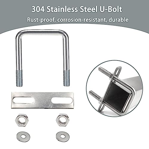 U-Bolts M10 U bolts 120mmx160mm M10 U bolts square stainless steel with Nut Frame Plate Washer U bolts for Pipe fixing Car Ships 1pc (M10 120x160mm) - Image 3