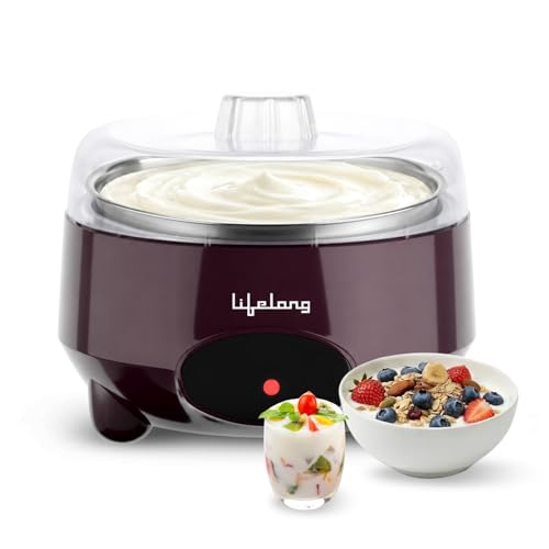 Lifelong Automatic Yogurt & Curd Maker Machine for Home | Auto Temperature Regulation | Electric Probiotic Yogurt Maker for Kitchen (1 L) | Thick Crea