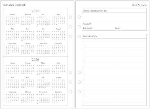 newestor 2026 Wochenplaner Einlage A5, 1 Woche auf 2 Seiten mit Tabs, Jan 2026 o Dez 2026