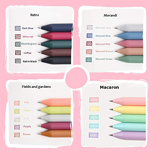 KACO Retractable Gel Pens Color Ink, Extra Fine Point (0.5 mm)-20 Assorted Colors, Latest Version