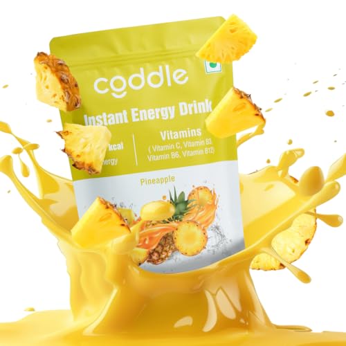 Image of Coddle Pineapple Instant Energy Drink Powder 900g Refill Pack | Instant Glucose Energy Drink | Electrolyte Hydration Powder | With Vitamin C, B3, B6 & B12 | Instant Energy, Immunity & Summer Hydration | Refreshing Pineapple Flavour