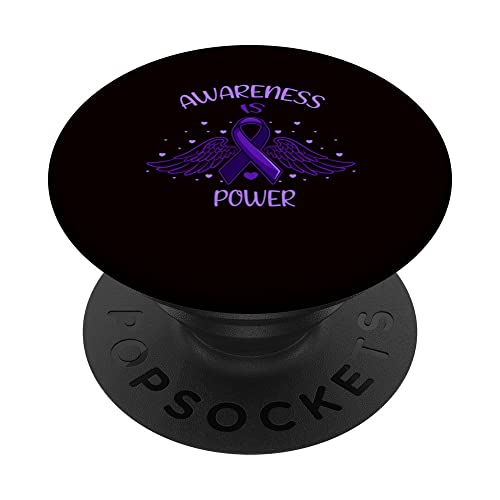 Pancreatic Cancer Symptoms Treatment Support PopSockets Swappable PopGrip, Black