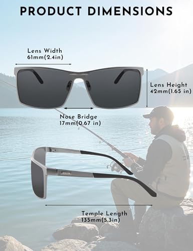 Image of BIRCEN Polarized Anti-Glare Sunglasses for Men: Lightweight Metal Wrap around Sun Glasses UV Protection for Driving Fishing