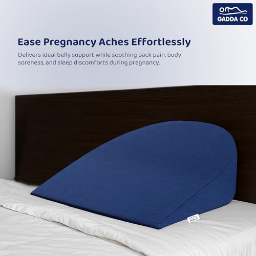 Image of GADDA CO Pregnancy Support Pillow for Pregnant Women | Memory Foam Maternity Wedge Pillow for Belly, Back & Hip Pain Relief | Comfortable Side Sleeper Cushion for Pregnancy | Navy Blue