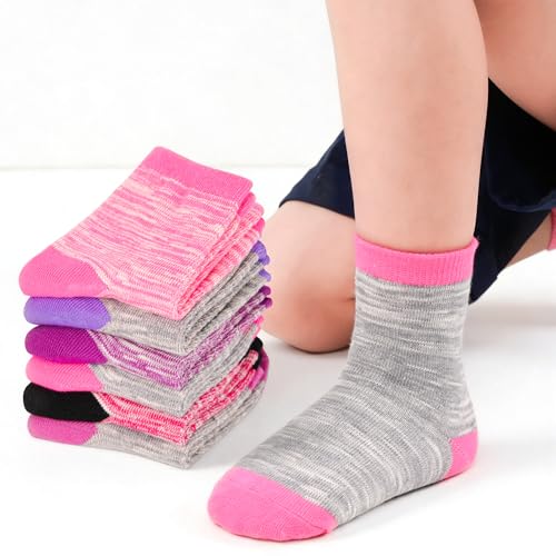 Image of 12 Pairs Kids Cotton Crew Socks, Unisex School Socks Ages 1-13