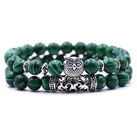 crintiff - Pulsera de búho de cuentas con amuleto de cabeza de búho Cover