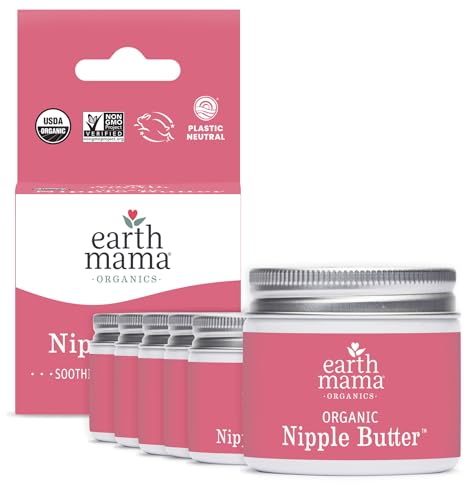 Image of Earth Mama Organic Nipple Butter™ | Nipple Cream Safe for Breastfeeding | Postpartum Essentials for Nursing | Non Lanolin Nipple Cream, 2 fl oz (6-Pk)
