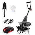 MZK 20V Cordless Tiller Cultivator with 24 Steel Tines,7.8-inch Wide Battery Powered Garden Cultivator, Mini Tiller for Gardening, (2AH Battery and Charger Included)