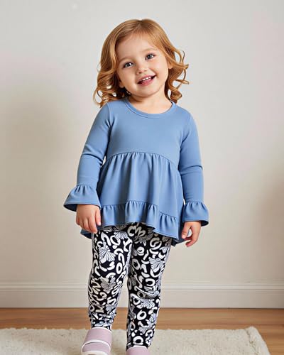 Image of Weebaby Baby Girl Clothes Infant Toddler Girl Clothing Ruffle Shirt High Low Top Floral Allover Pant Little Girls Clothes