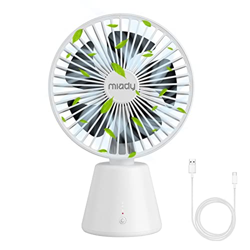 Miady PF04 Usb Desk Fan, Upgraded 5000Mah Portable Desktop Fan 135°Auto-Oscillating 3 Speeds Mini Cooling Personal Table Fan cover