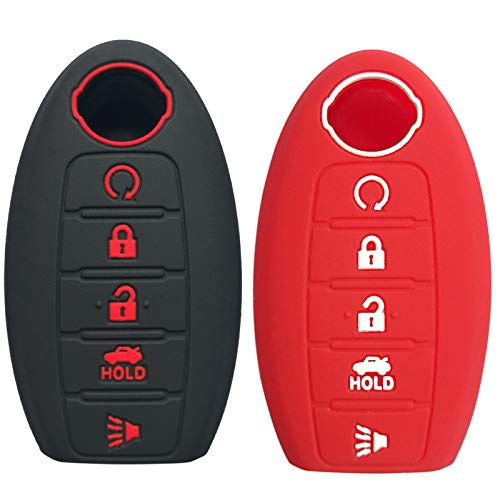 2Pcs Coolbestda Silicone Rubber Key Fob Skin Jacket Remote Protector Keyless Entry Holder for 2017 2018 2019 2020 2021 Nissan Rogue Murano Altima Sedan Pathfinder Maxima KR5S180144014