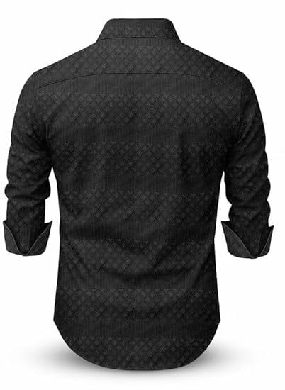 Image of Men's Polycotton Casual Textured Button Down Regular Fit Shirts Long Sleeve Shirt