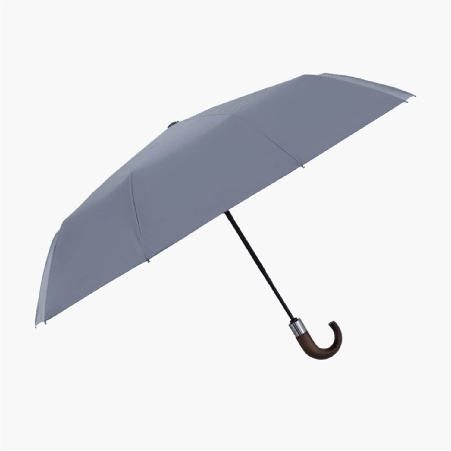 Utomatic Folding Wooden Hook Handle Unshade Black Zero Light Transmission Rain Proof UalUseUmbrella Travel AccessoriesUmbrella umbrella OnSize Gray