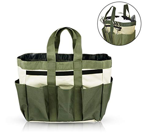 Gardening Tote Bag Garden Tool Bag with 9 Pockets Garden Tote Organizer Bag Gardening Tool Kit Holder Oxford Bag Gardening Tools Storage Organizer Tote Bag for Outdoor Garden Lawn Yard