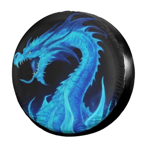 Image of Delerain Fire Blue Dragon Spare Tire Cover Wheel Protectors Sun Protector Waterproof for Trailer RV SUV Truck and Many Vehicle(16 Inch for Diameter 29 inch-31 inch)