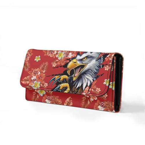 Image of AFPANQZ Tropical Flower Eagle Women's Wallet Large Capacity Fashion Ladies Card Phone Holder RFID Blocking Wristlet Leather for Lady