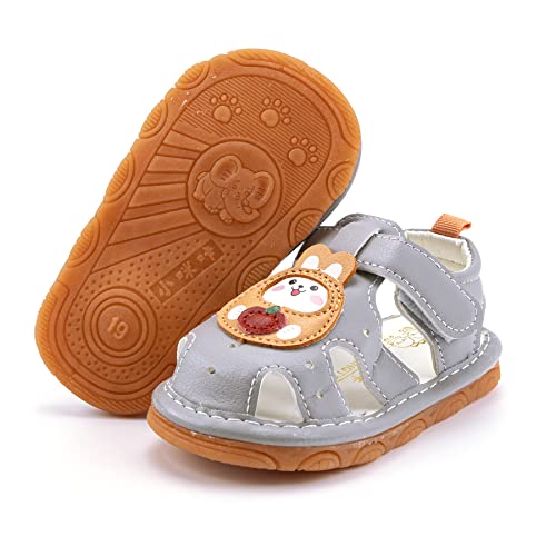 Image of SOFMUO Baby Boys Girls Squeaky Sandals Non-Slip Soft Rubber Sole Closed Toe Infant Summer Outdoor Shoes Toddler First Walkers