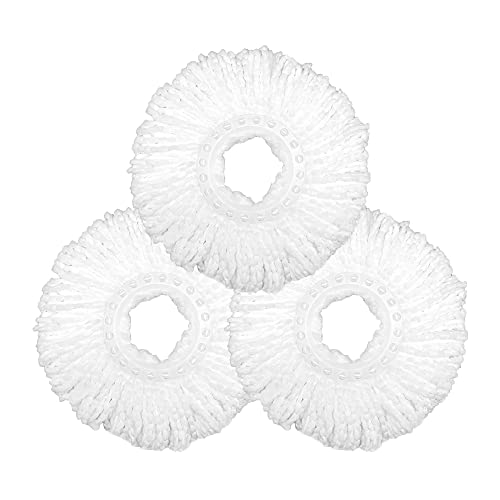 HAPINNEX Upgraded Spin Mop Bucket Set Replacement Handle & Mop Head - for Home Kitchen Floor Cleaning - Wet/Dry Usage on Hardwood & Tile (3 Pack Mop Heads)