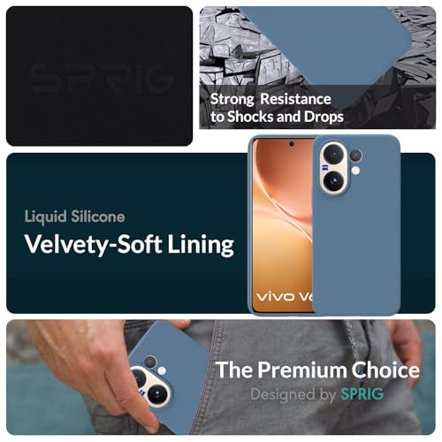 Image of SPRIG Compatible with Vivo V60 Premium SilkTone Back Cover Drop Tested Shock Proof Mobile Case for Men, Women, Boys and Girls with Camera Protection (Denim Blue)