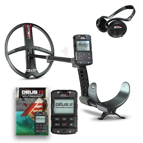 XP Metal Detectors DEUS II RC - 13x11 FMF Coil with WSAII wireless headphones bundle - waterproof and multifrequency metal detector with XP DEUS II Remote Control & S-Telescopic Stem