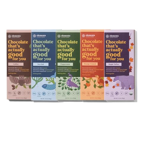 Elements Truffles Dark Chocolate Bar Combo Pack of 5 | Ayurvedic, Vegan & Gluten Free | No Refined...