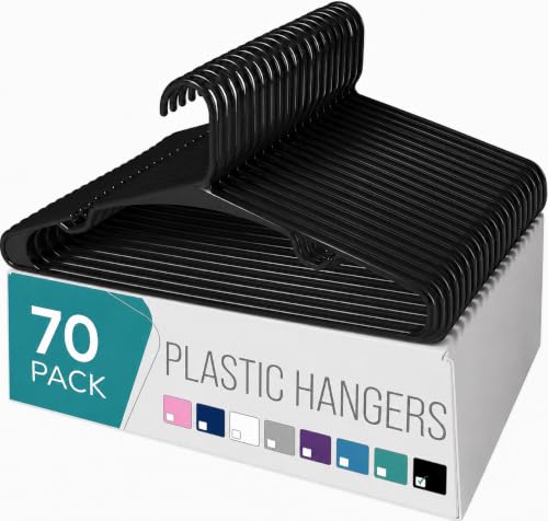 Image of Golden Bird Pack of 70 Premium Plastic Hanger Clothes Hangers for Hanging, Elevate Your Wardrobe Organization Space Saving Clothes Hangers for Wardrobe Ultra Slim Closet Hangers for Shirts,Pants