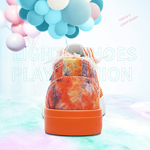 Obtaom Womens Colour Blocking Play Canvas Sneakers Cute Tie Dye Splicing Slip On Shoes Comfortable Multi Walking Shoes For Lady(Orange,Us9) #TOP4